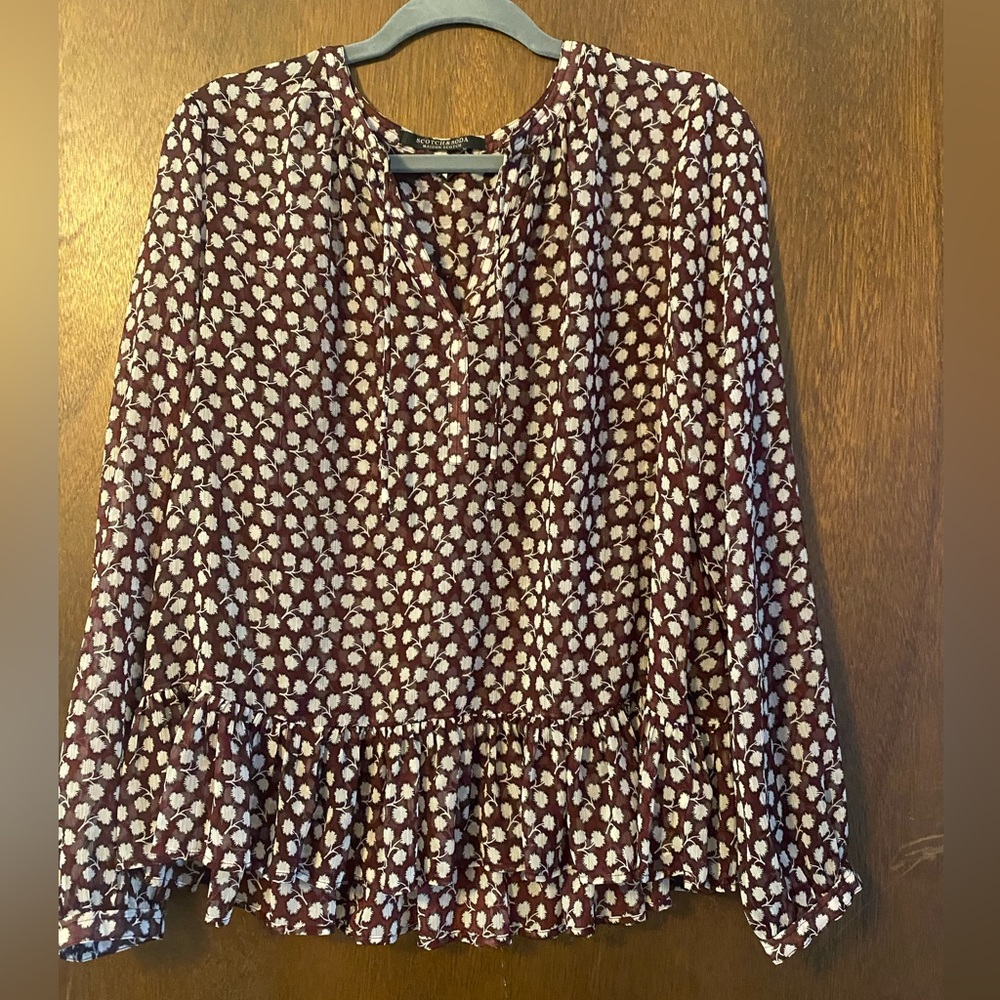 Scotch & Soda Silky Blouse with Hops Pattern size 2